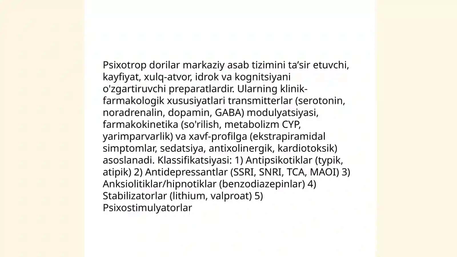 Psixotrop dori vositalarining klinik farmakologiyasi 3