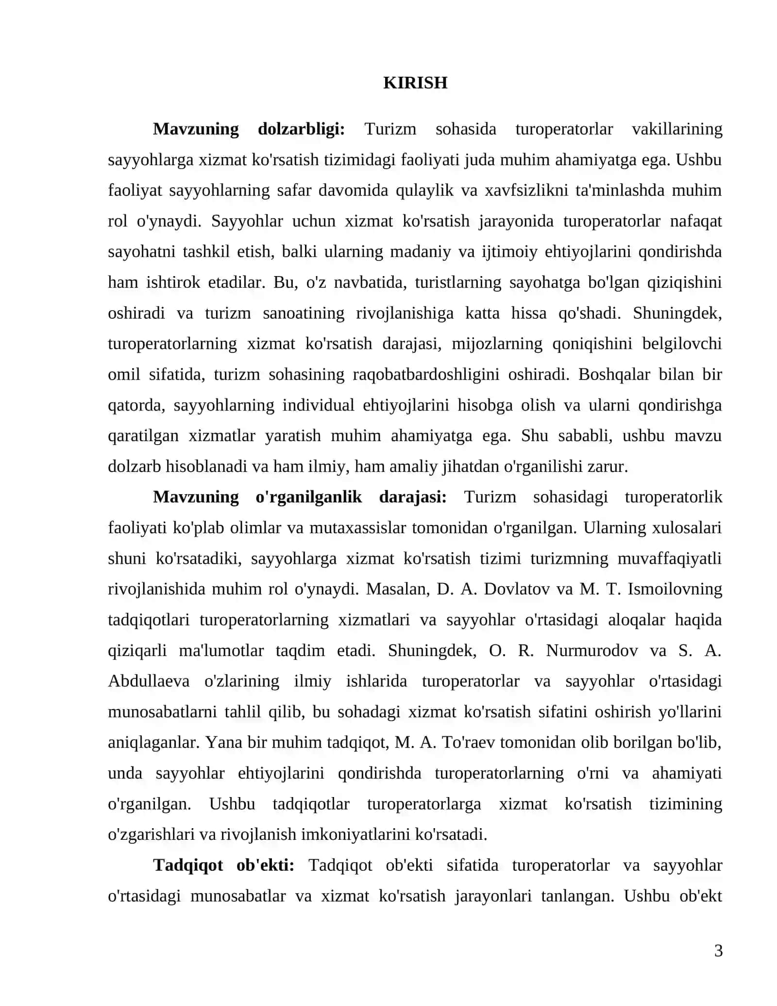 Turoperatorlar vakillarining sayyohlarga xizmat ko'rsatish tizimidagi ishlarining ahamiyati 3