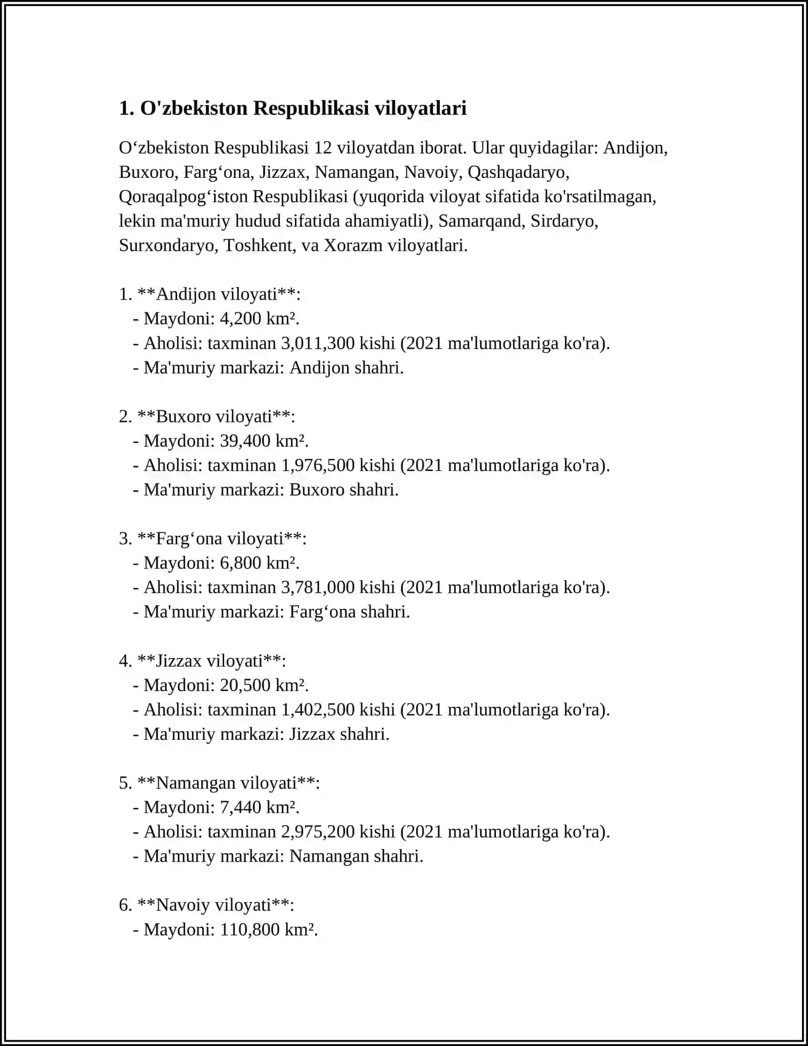 O'ZBEKISTON RESPUBLIKASINING MA'MURIY-HUDUDIY BÒLINISHI 3