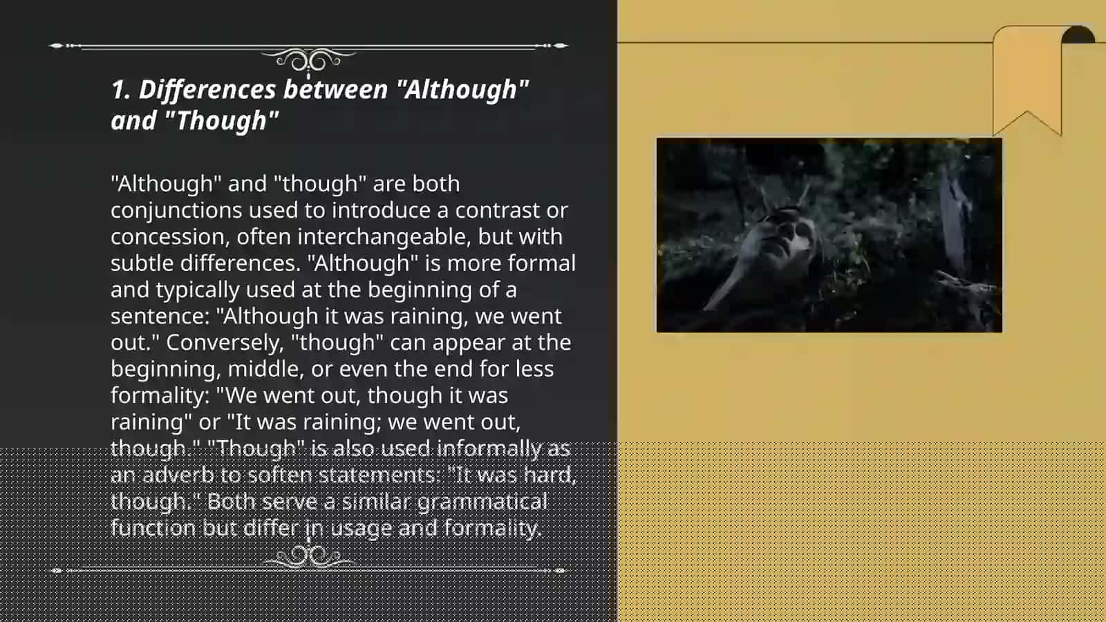Differences between "Although" and "Though" 3
