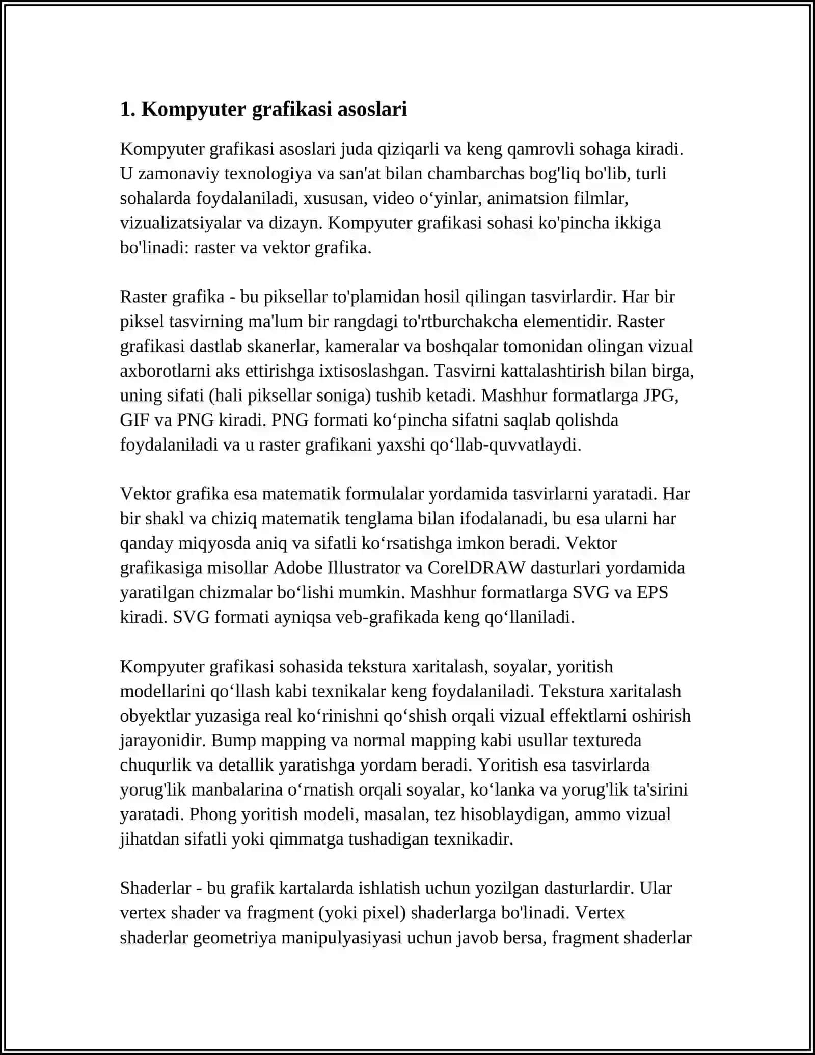 KOMPYUTER GRAFIKASINING DASTURIY TA'MINOTI 3
