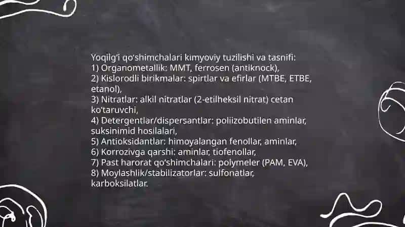 Yoqilgʻi qoʻshimchalari kimyosi 3