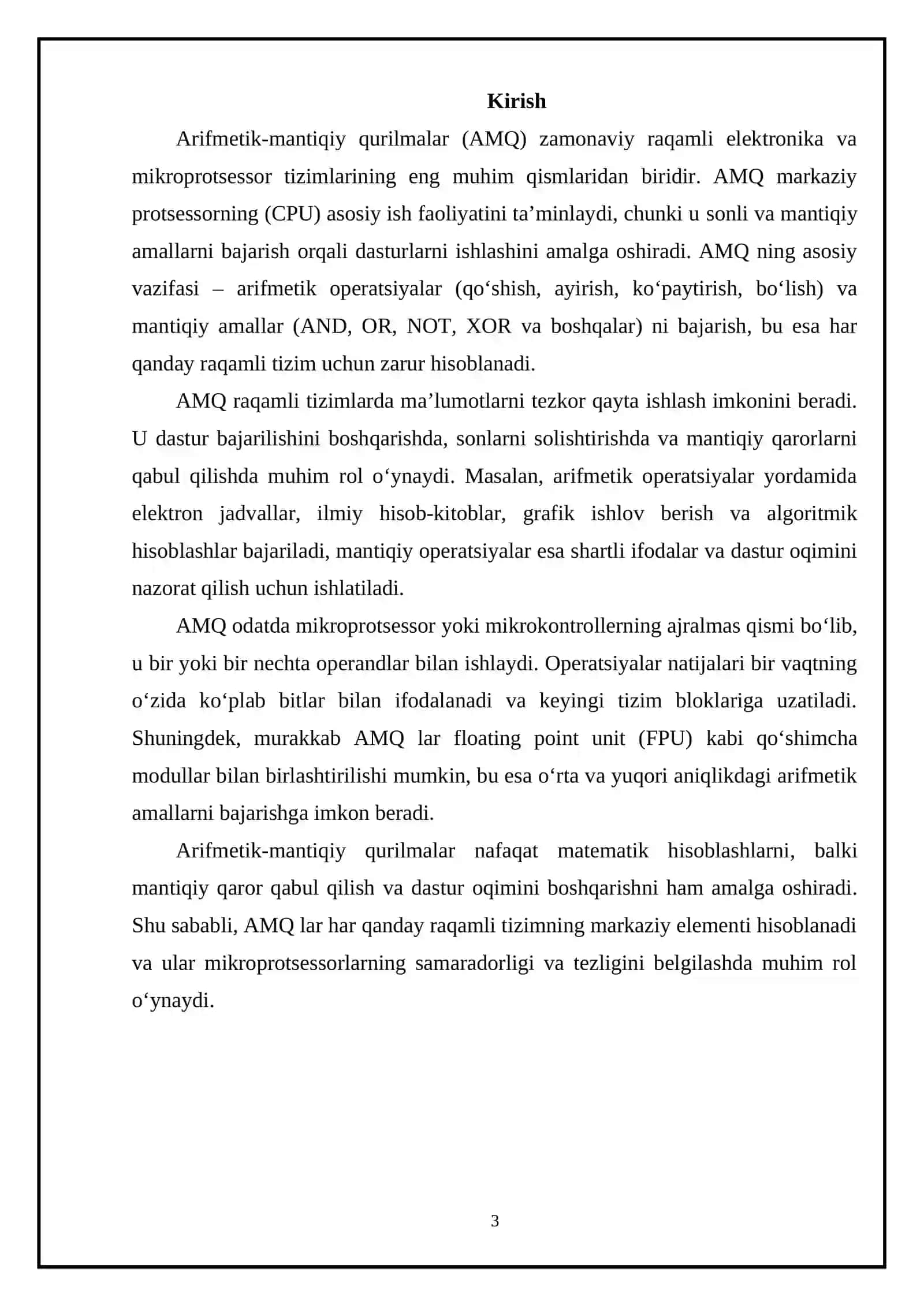 Arifmetik mantiqiy qurilmalar 3