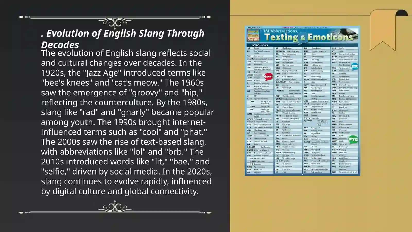 Slang.Vague language. Headline English. Abbreviations. Making sentences from it 3