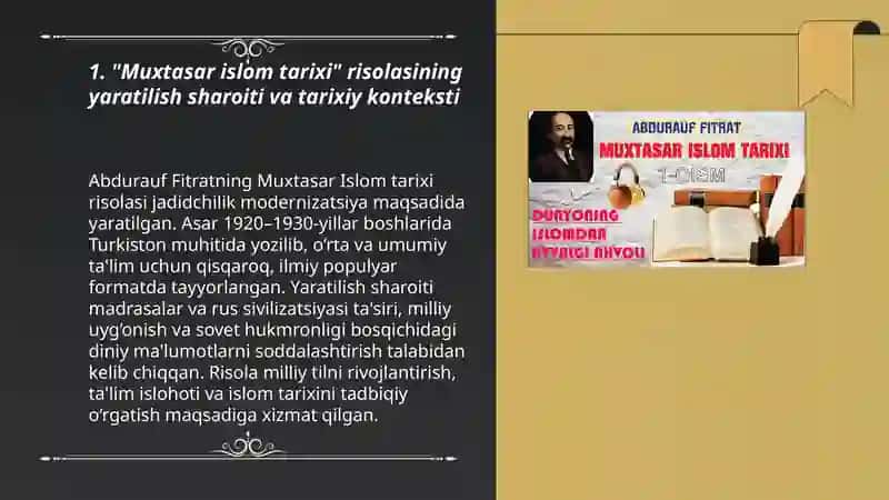 Abdurauf Fitratning “Muxtasar islom tarixi” risolasi 3