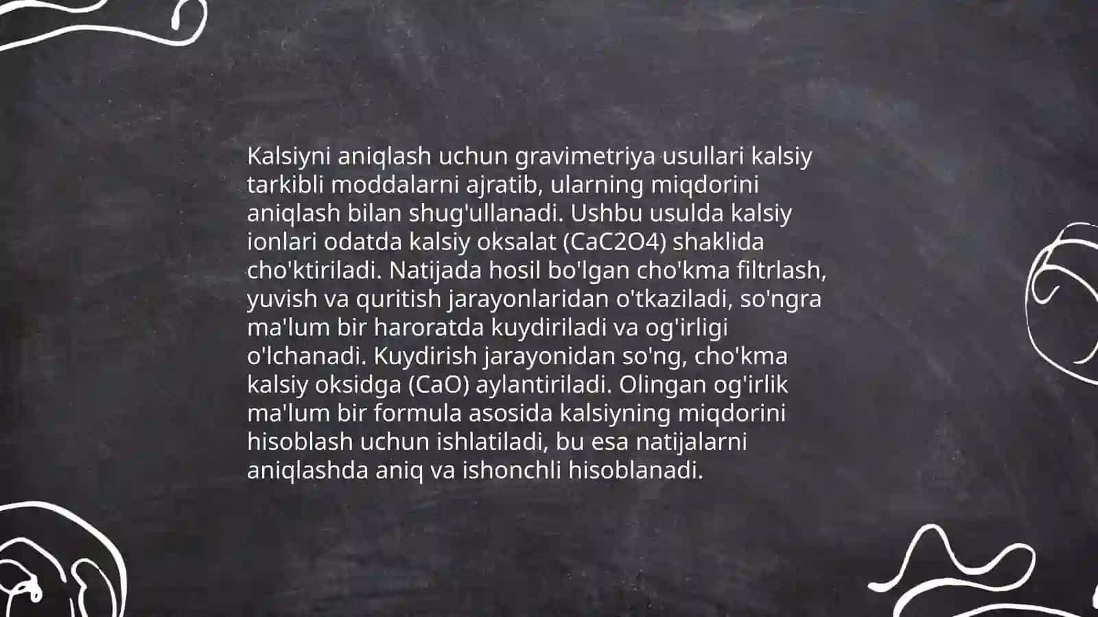 Gravimetriya usulida mutaxassisligiga qarab kalsiy,magniy,temir,alyuminiy va oltingugurt miqdorini aniqlash 3