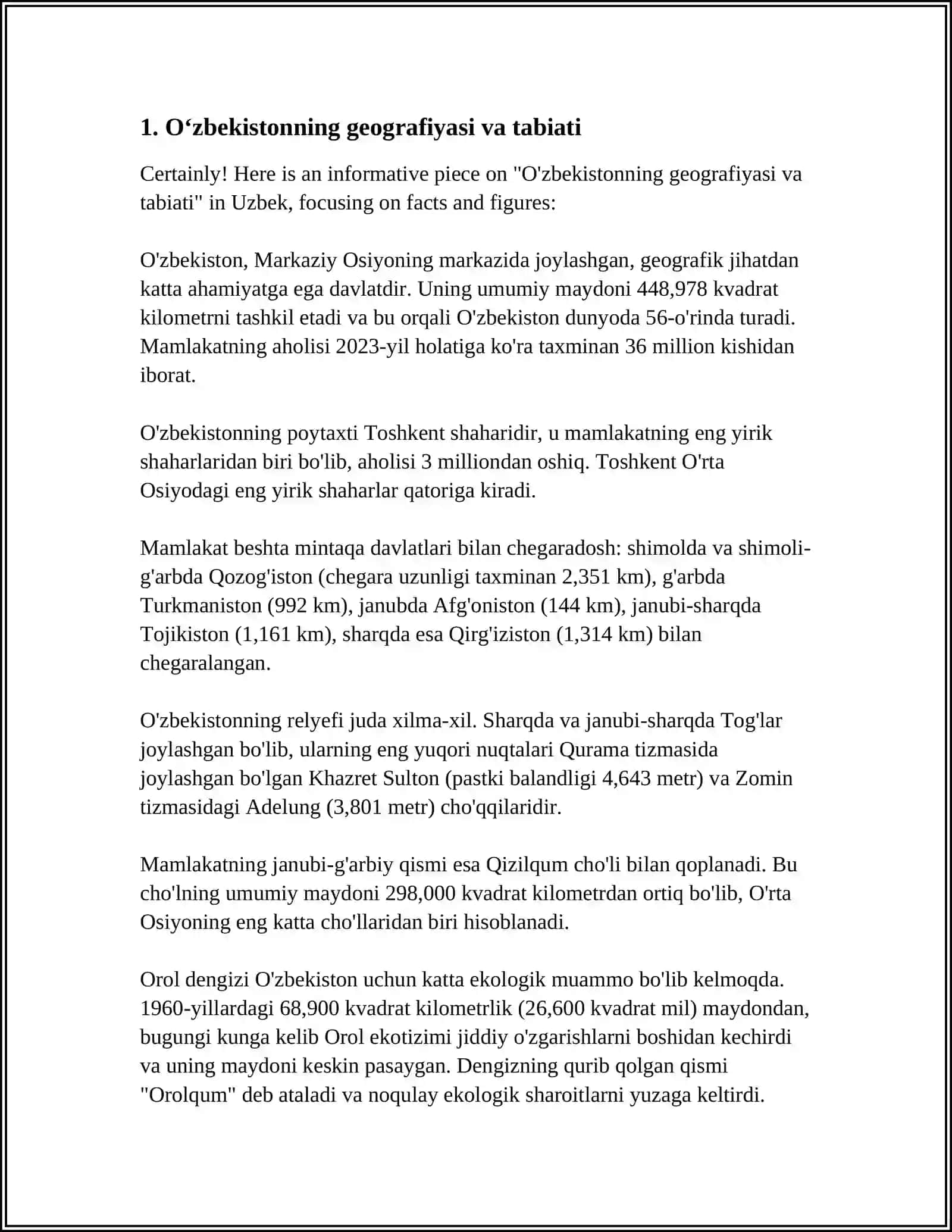 O'zbekistonning geografiyasi va tabiati 3