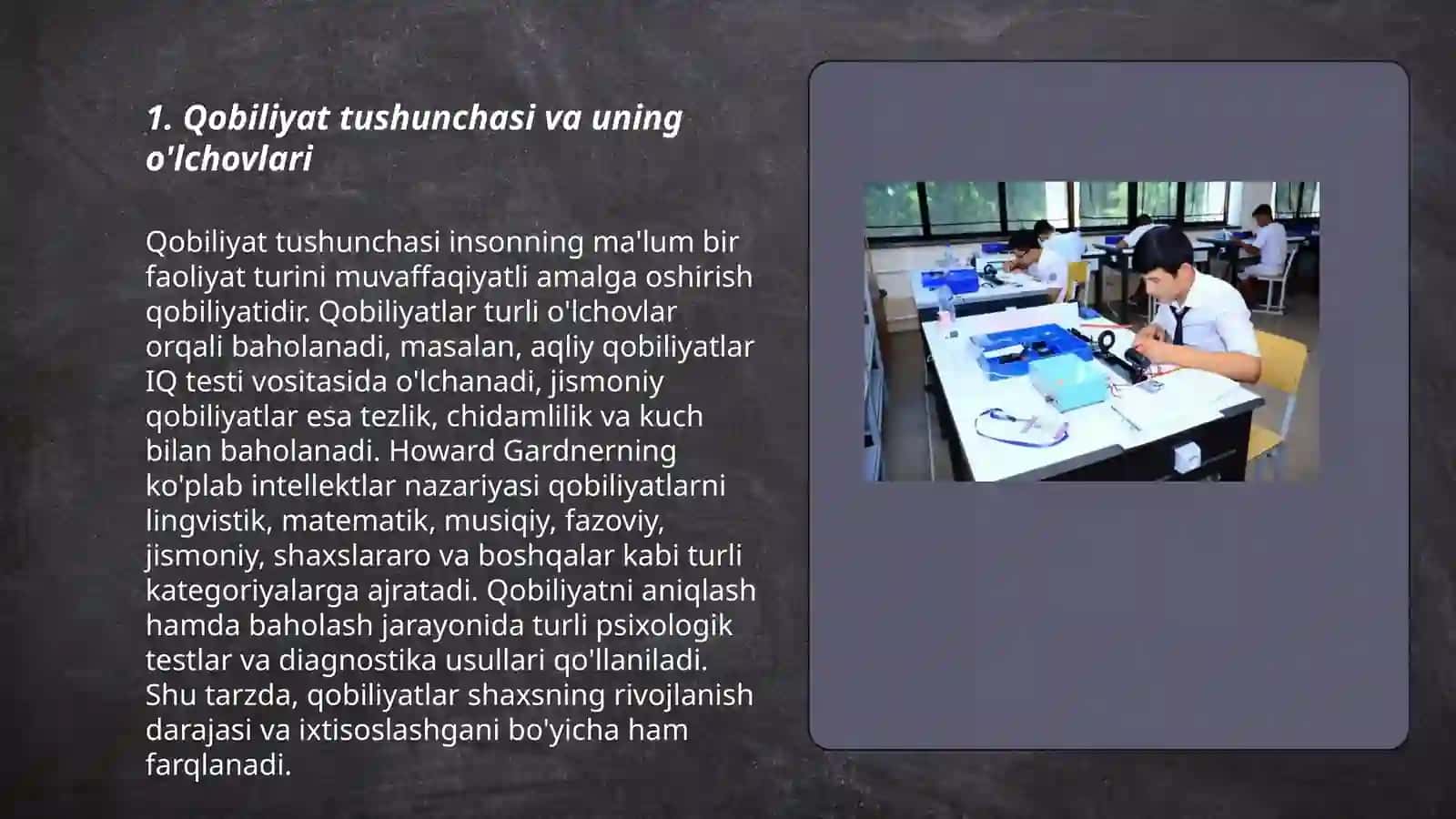 Qobiliyatni o'rganish va test topshiriqlarini tanlash 3