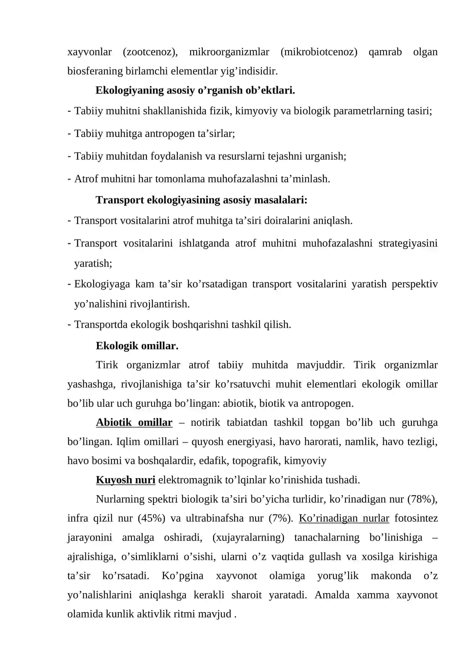 Ekologiya Fanining Vazifasi va Mazmuni 3