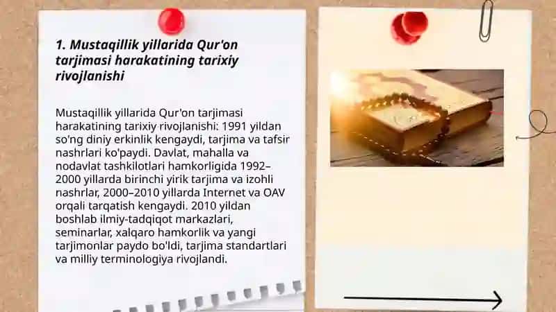 Mustaqillik yillarida Qur'onning oʻzbek tiliga tarjima qilinishi va tafsirlari 3