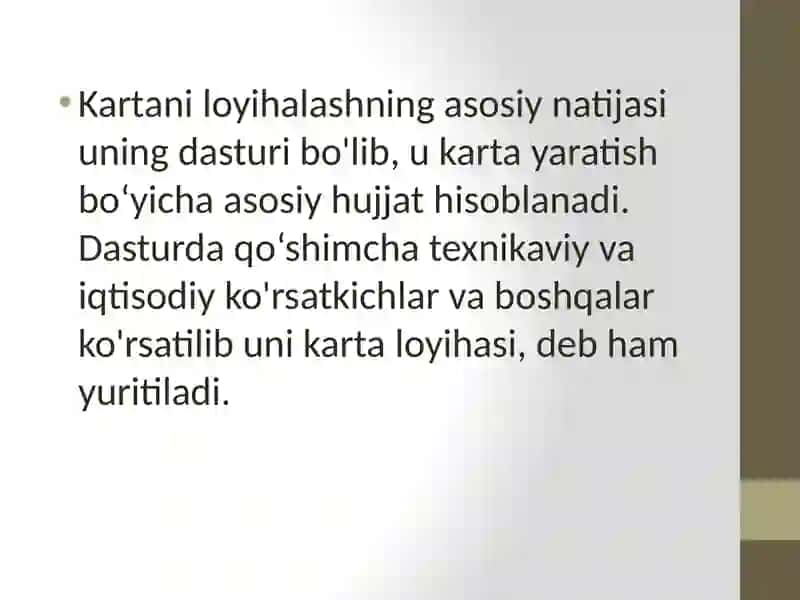 Kartalarni dasturi va uni ishlab chiqishning ahamiyati 3