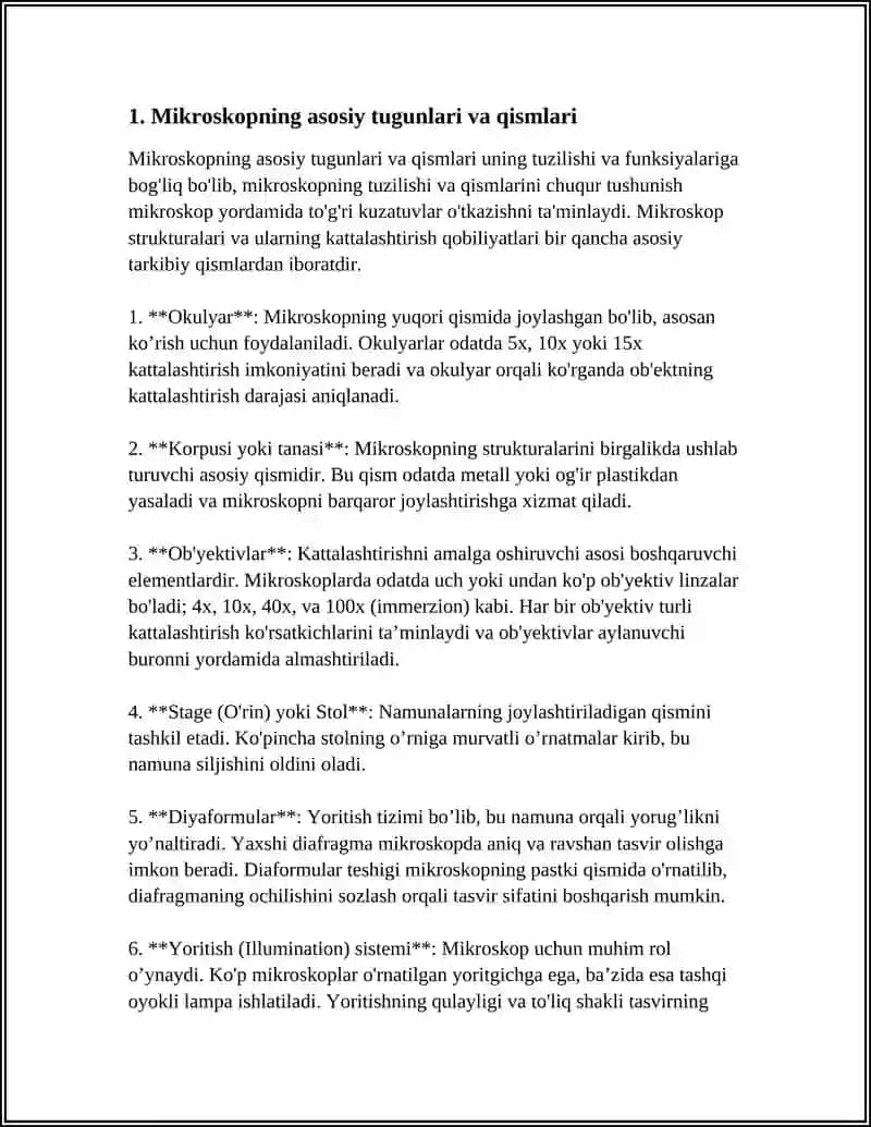 Mikroskop TUZILISHI VA UNING KATTALASHTIRISHI 3