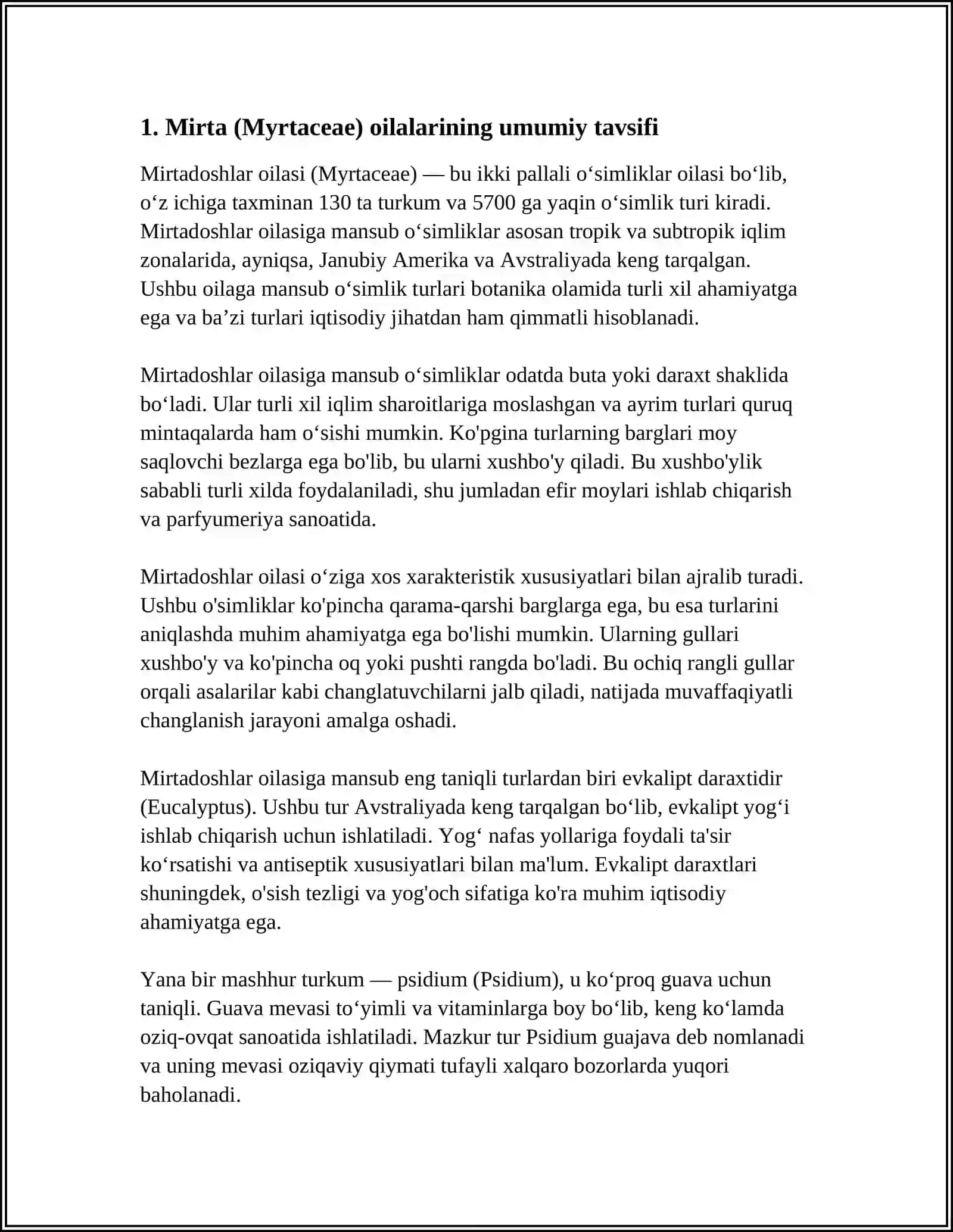 MIRTANAMOLAR QABILASI OILALARI TAVSIFI VA ASOSIY TURLARI 3