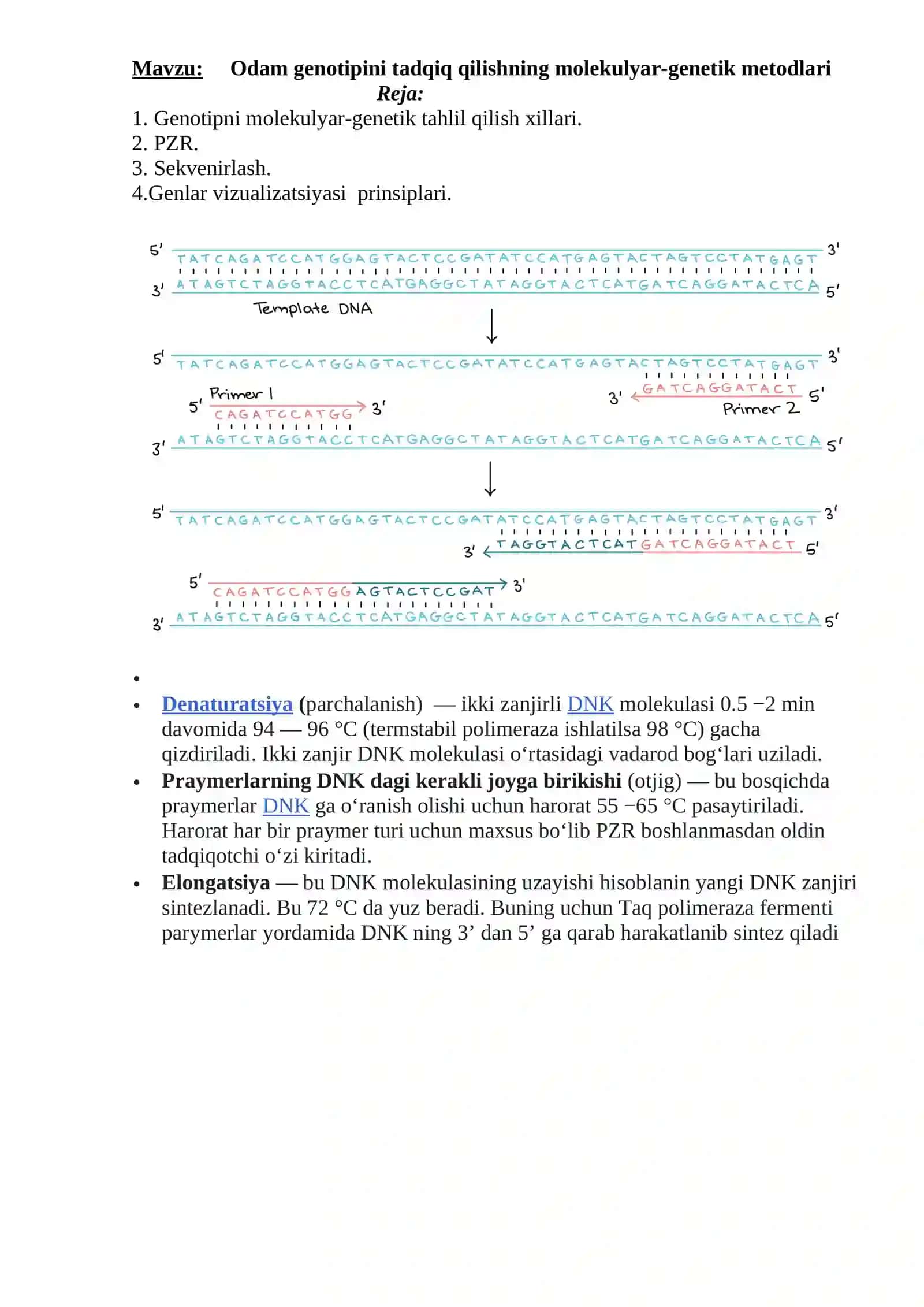 Odam genotipini tadqiq qilishning molekulyar-genetik metodlari bo'yicha malumot: 3