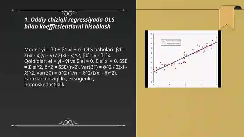 Oddiy chiziqli regressiyada OLS bilan koeffitsientlarni hisoblash 3