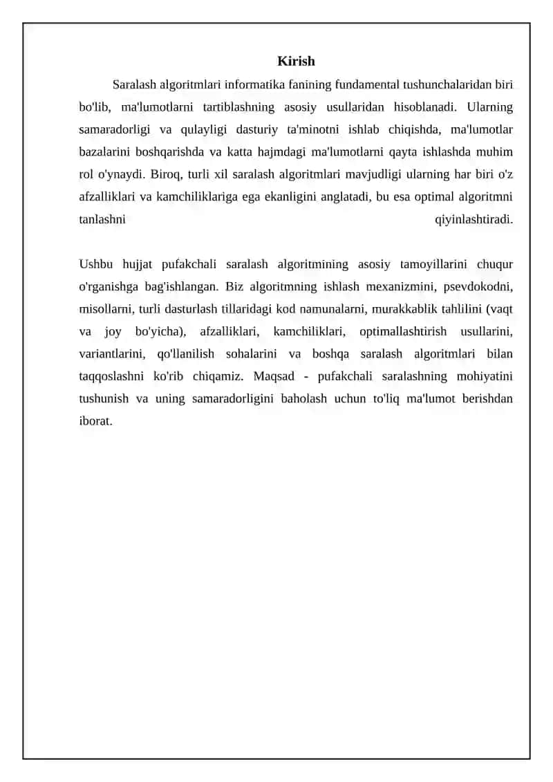 Oddiy saralash algoritmlari (Bubble Sort asoslari) 3