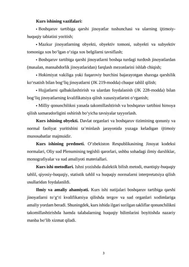 O'ZBEKISTON QONUNCHILIGIDA BOSHQARUVGA QARSHI JINOYATLAR 3