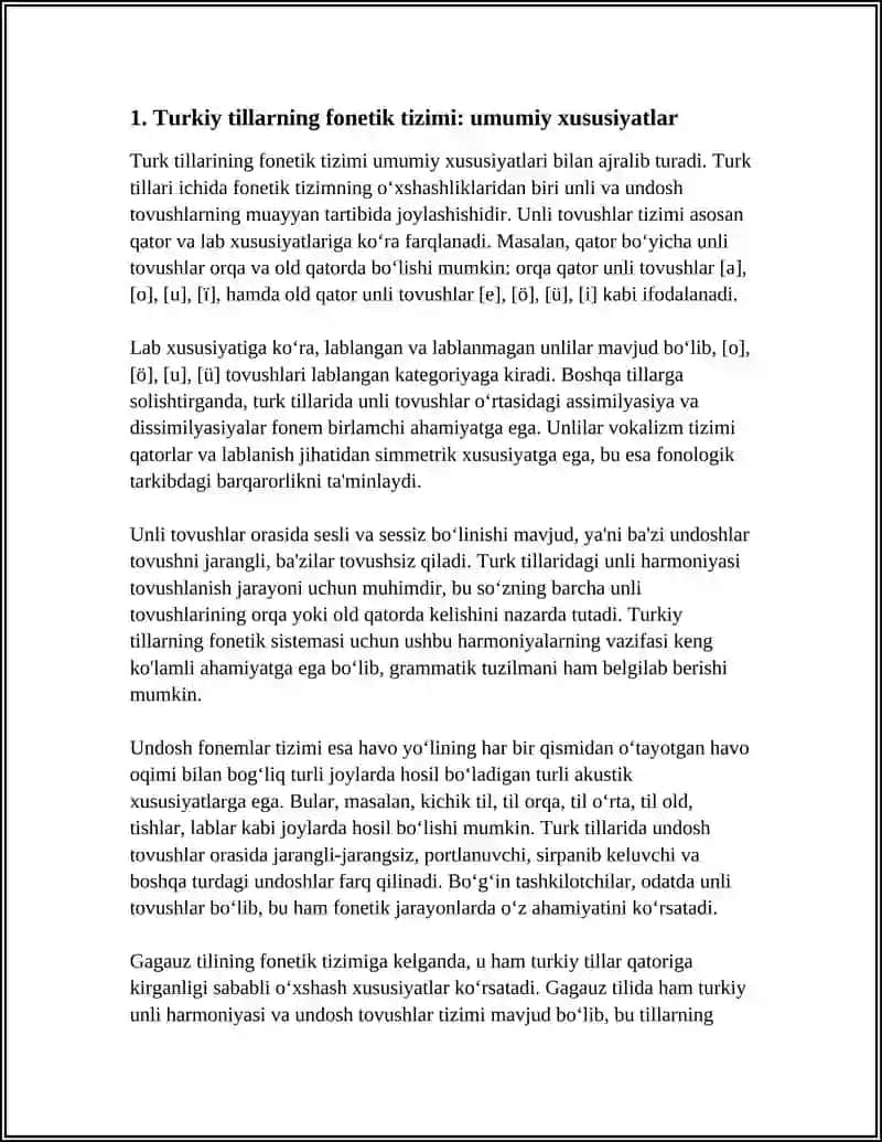 TURKIY TILLARNING FONETIK, GRAMMATIK QURILISHI. GAGAUZ TILINING FONETIKASI, GRAMATIKASI 3