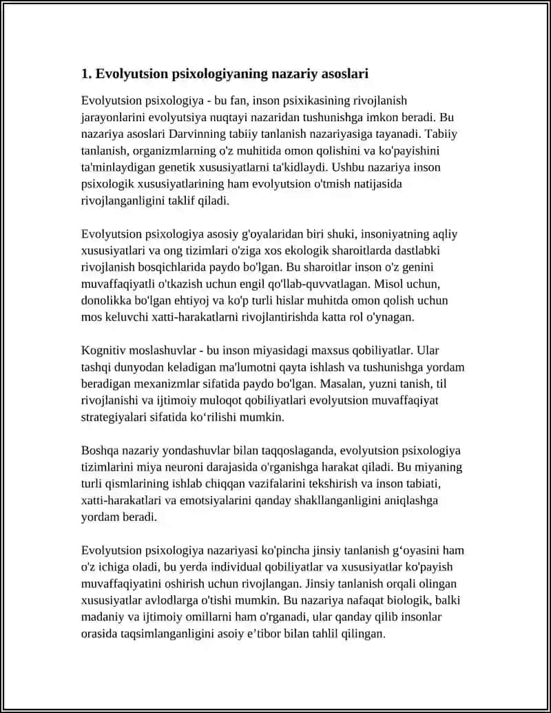 EVOLUTSION PSIXOLOGIYA PSIXOLGIYA SOHASI SIFATIDA 3