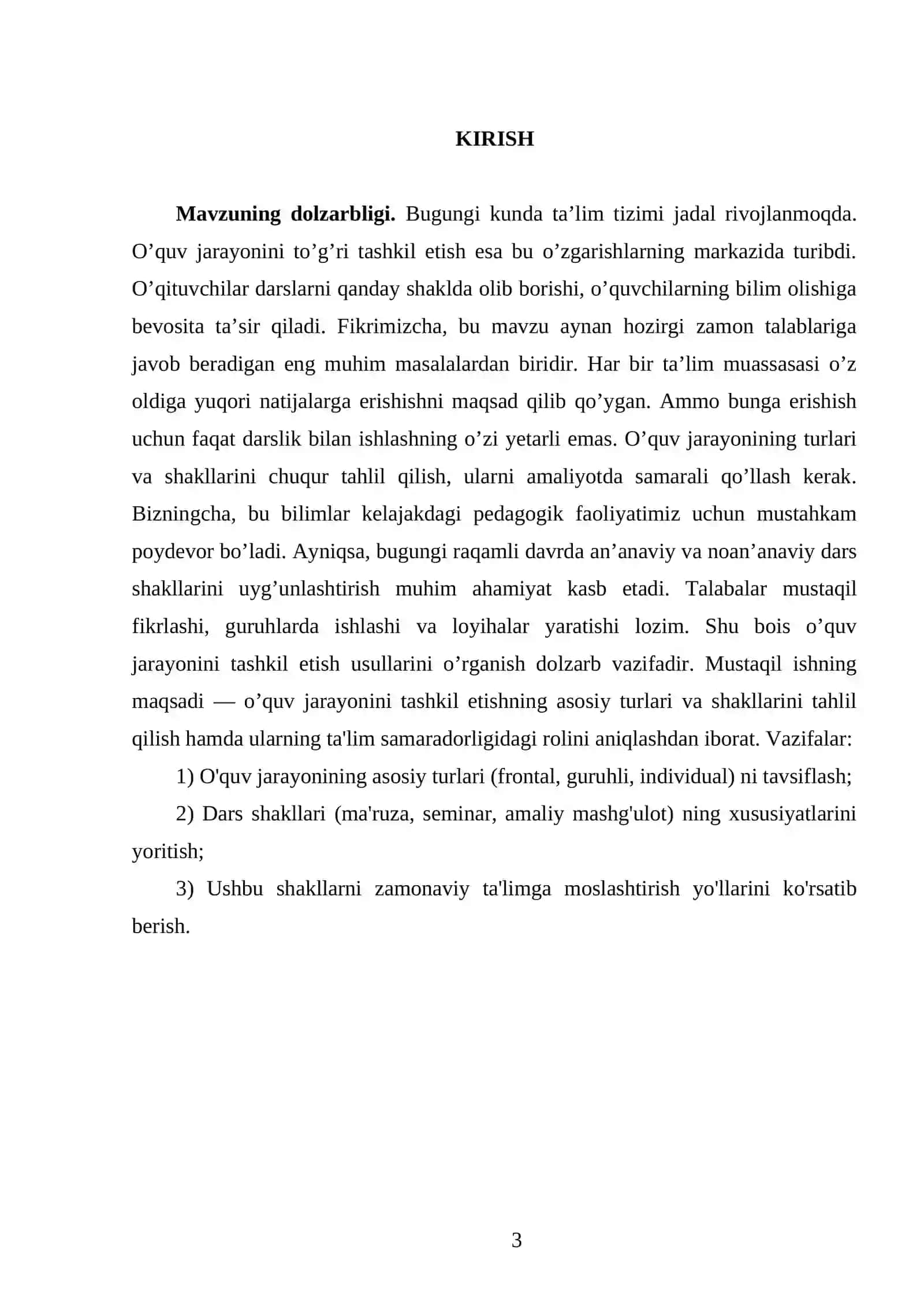 O’quv jarayonini tashkil etishning turlari va shakllari 3