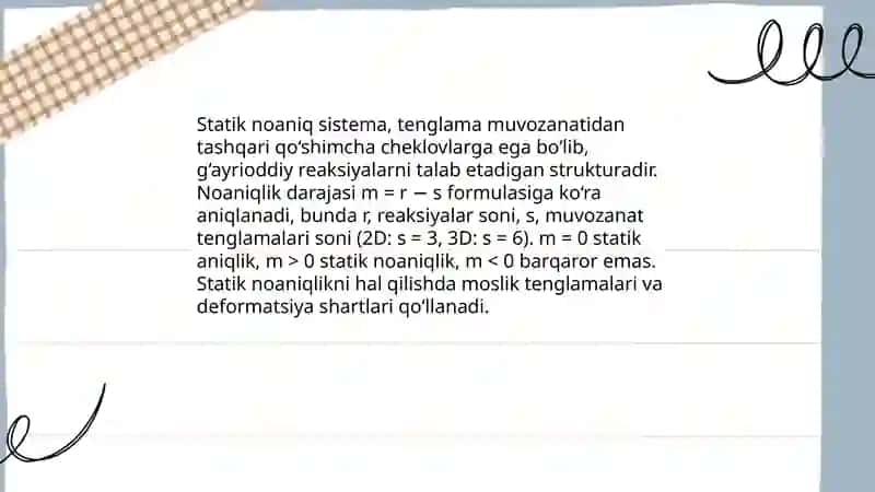 Statik noaniq sistemalar hisobi 3