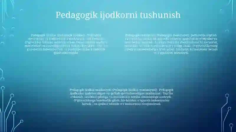 Pedagogik Ijodkor, Pedagogik Madaniyat 3