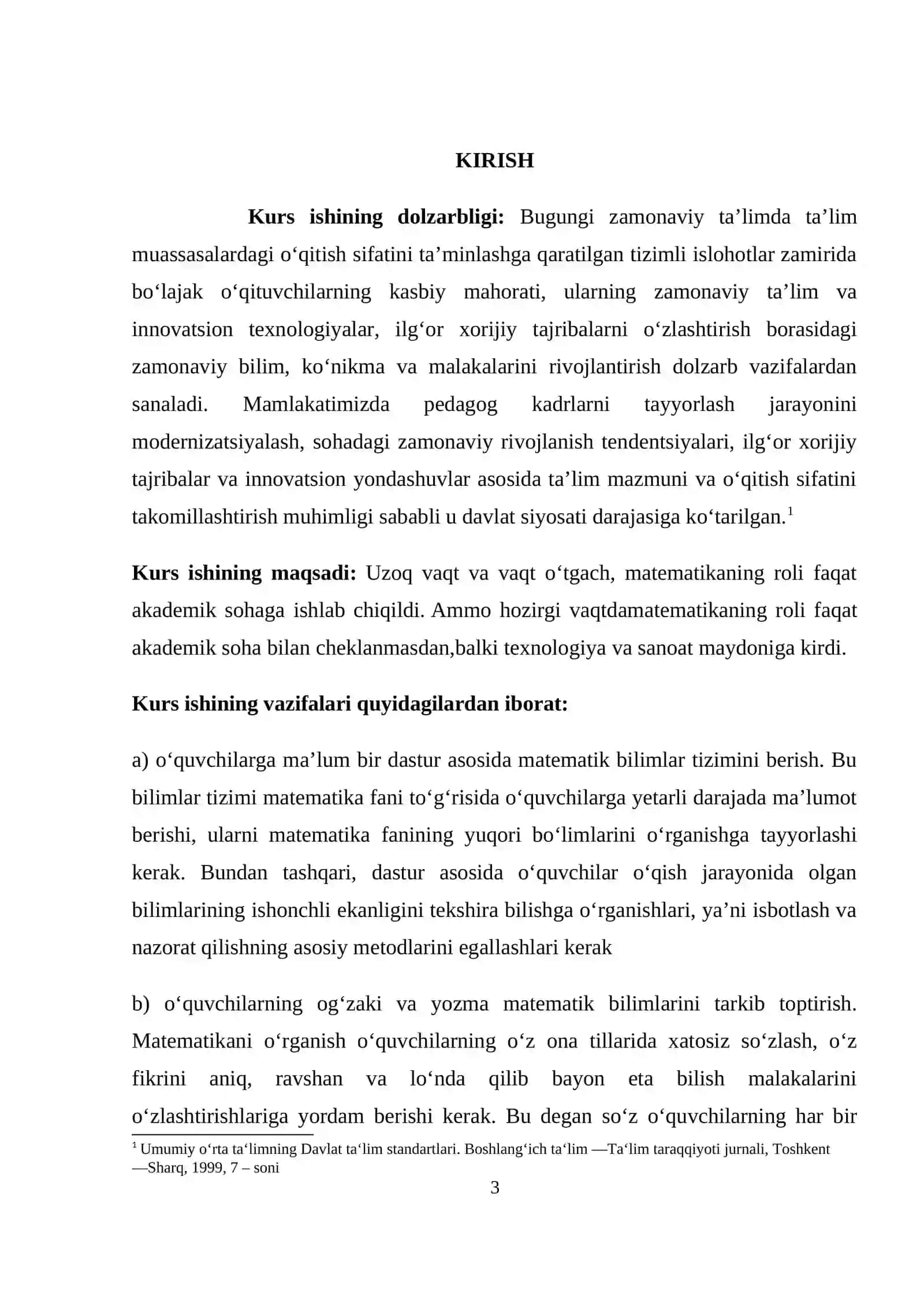 BOSHLANG‘ICH SINFLARDA MATEMATIKA O‘QITISHDA KOMPETENSIYAVIY YONDASHUV. O‘QUV DASTURI TAHLILI 3