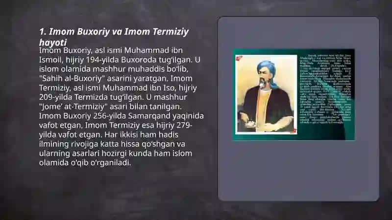 Imom Buxoriy va Imom termiziyning hadis ilmiga qo'shgan hissalarini qiyosiy tahlili 3