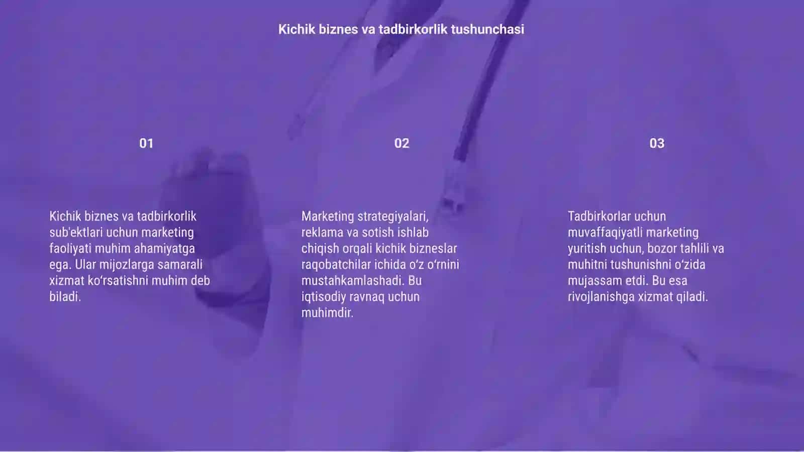 Iqtisodiyotning kichik biznes va tadbirkorlik sub'ektlarda marketing faoliyatini tashkil etish 3