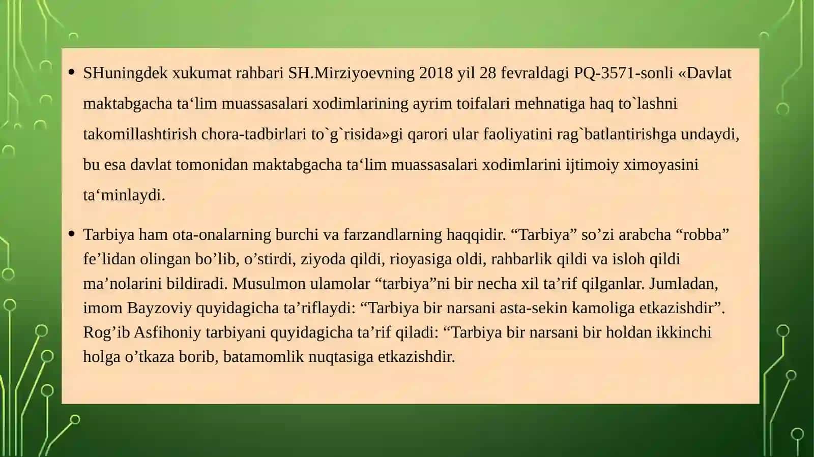 Maktabgacha ta'lim va tarbiya sohasini tartibga solish 3