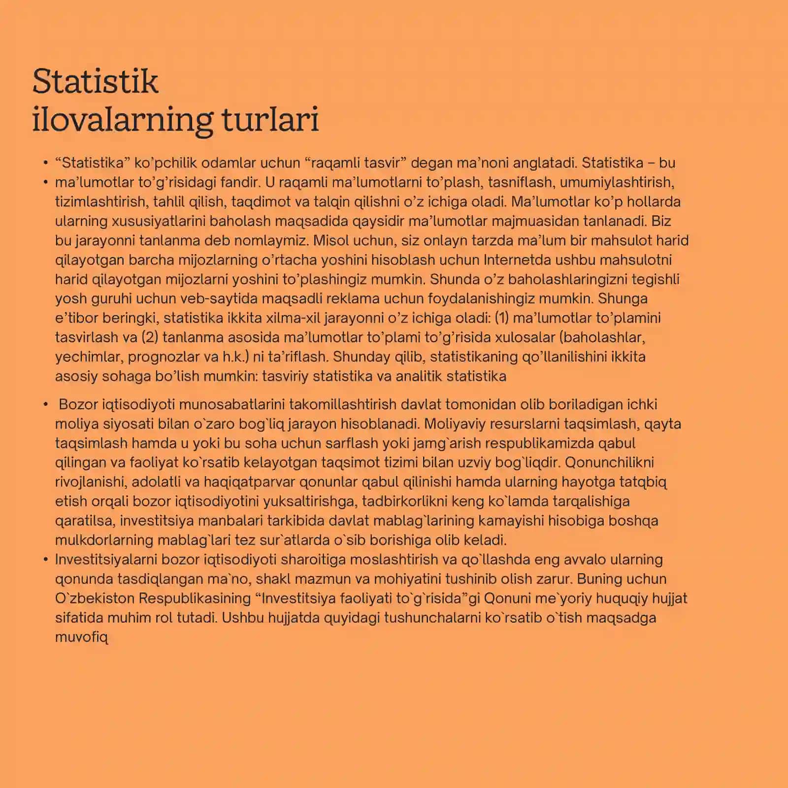 O’ZBEKISTON SANOAT ISHLAB CHIQARISH KO’RSATKICHLARINING STATISTIK BAHOSI KURS ISHI 3