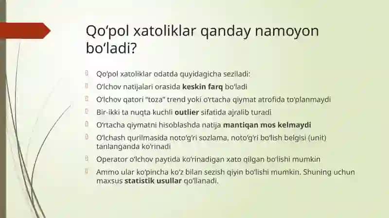 Qo'pol xatoliklarning namoyon bo'lishini aniqlash 3