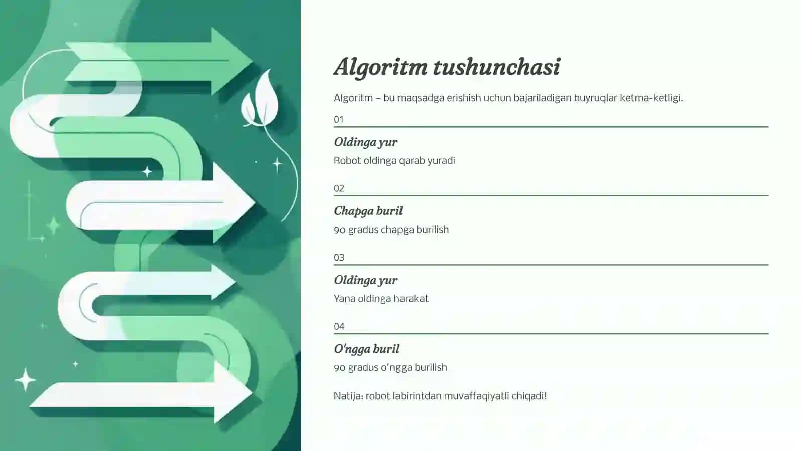 Dasturlashni boshlash: Robotni labirint bo'ylab harakatlantirish 3