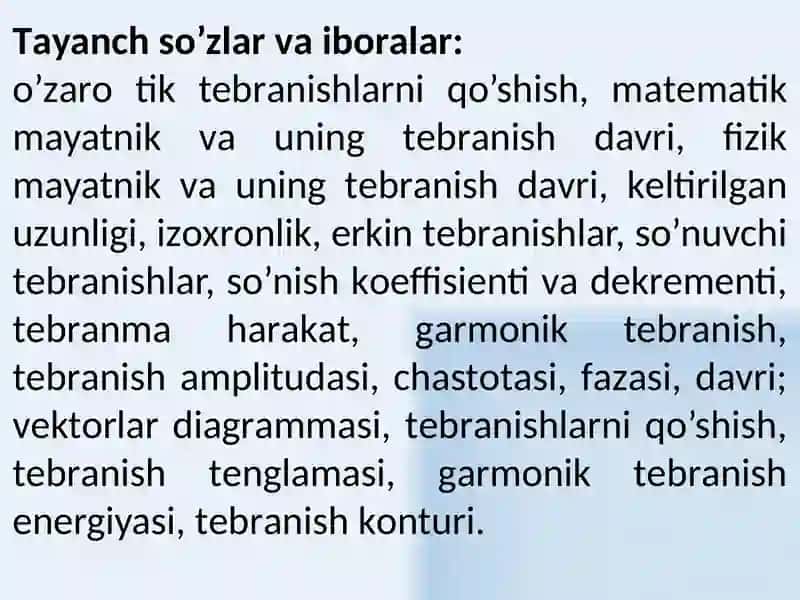 MATEMATIK VA FIZIK MAYATNIKLAR ULARNING HARAKAT TENGLAMALARI 3