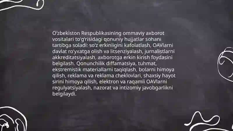 Oʻzbekiston Respublikasida ommaviy axborot vositalaring faoliyati 3