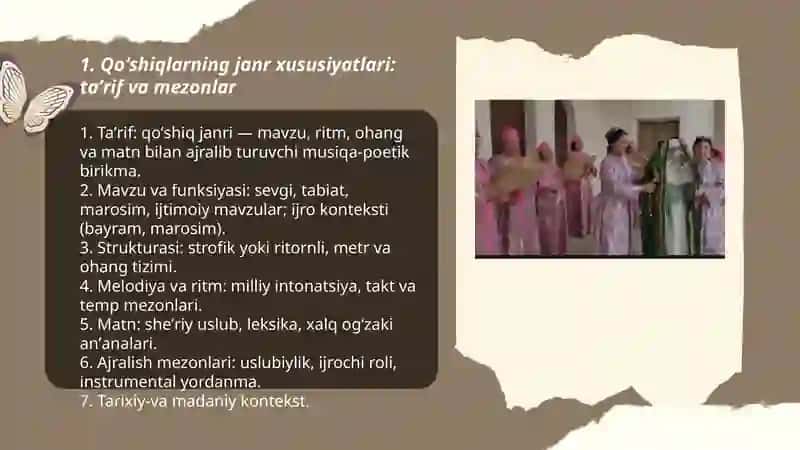 Qoʻshiqlarning janr xususiyatlari va adabiy jarayonlarda oʻrganilishi 3