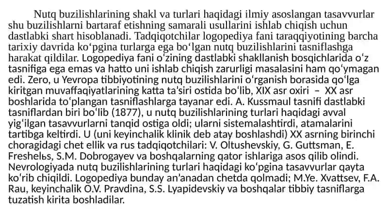Nutq buzilishlarini tasniflash 3