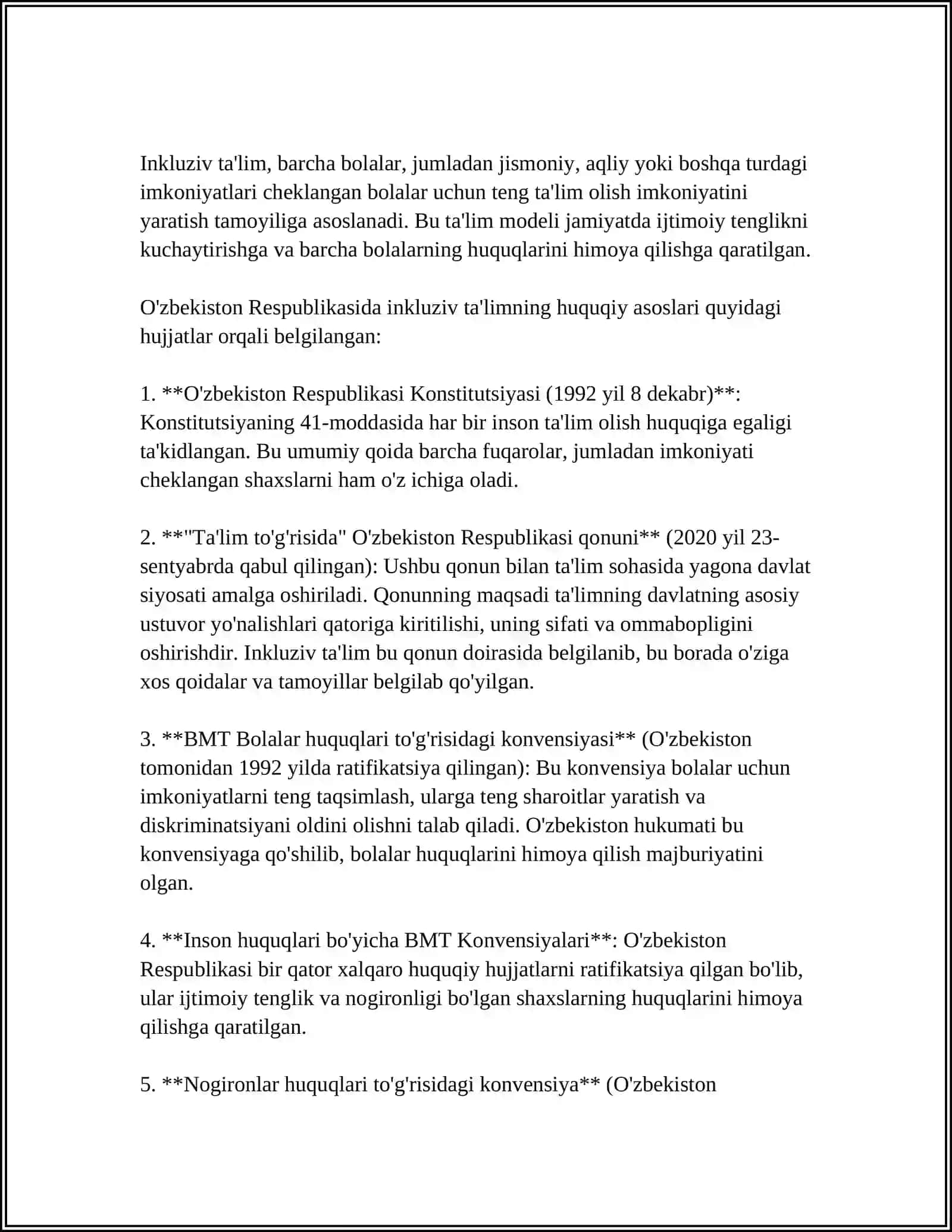 ALOHIDA TA'LIM EHTIYOJLARI BÒLGAN BOLALARNI SAMARALI INKLYUZIV TA'LIM OLISHNING ASOSIY SHARTLARI 3