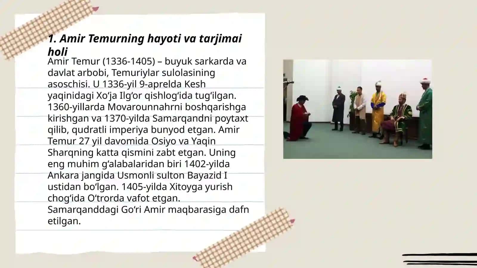 Amir Temurning hayoti va tarjimai holi 3