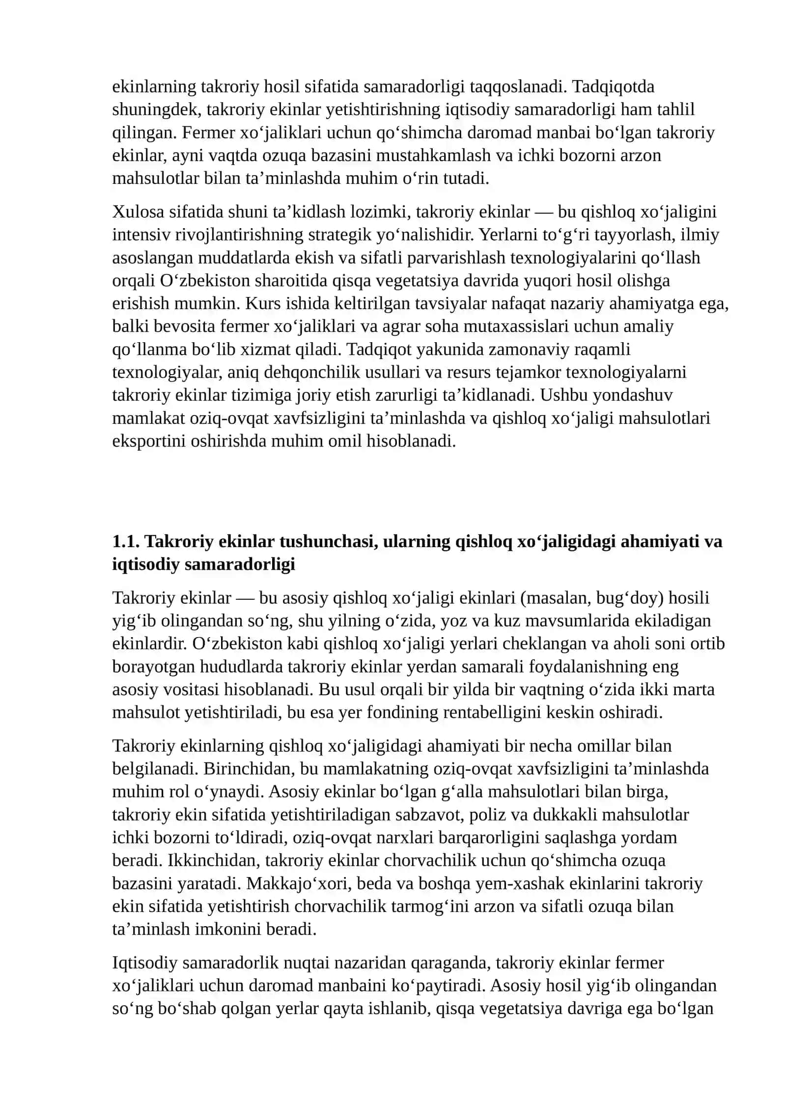 "Yerlarni takroriy ekinlar ekishga tayyorlash va ularni ekish" 3