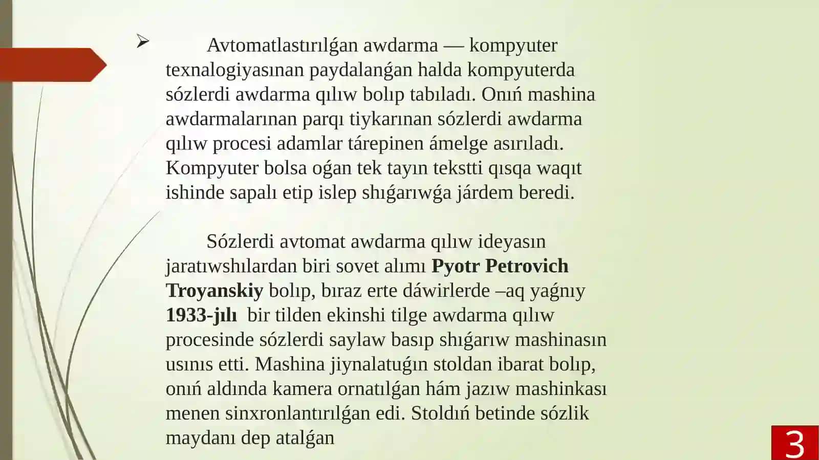Axbarat texnalogiyaları hám proceslerdi matematikalıq modellestiriw páninen óz betinshe jumısı 3