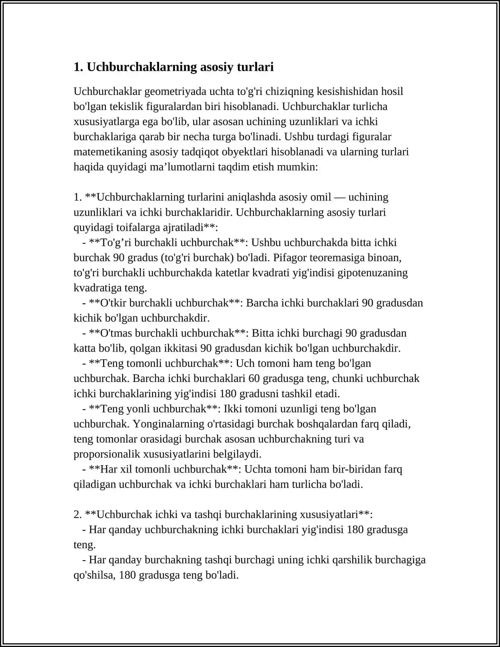 UCHBURCHAKLAR YASASH, KOSINUS VA SINUSLAR TEOREMASI HAQIDA TUSHUNCHALAR 3