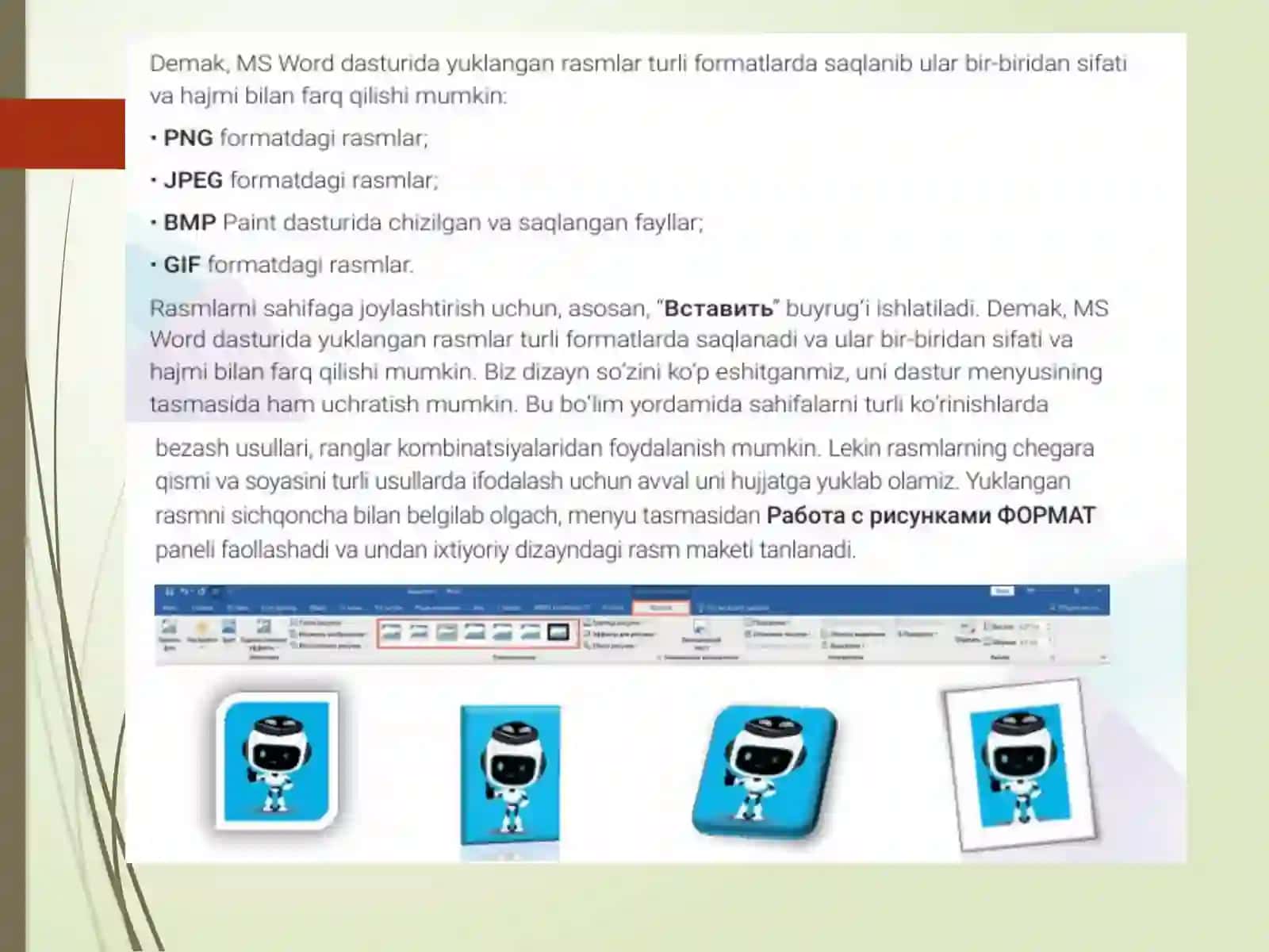 Microsoft Wordda Jadval va Grafik Axborotlar bilan ishlash 3