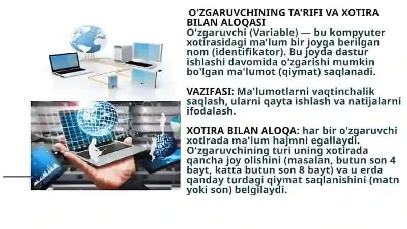 O’ZGARUVCHILAR VA ULARNING TURLARI BO'YICHA HISOBOT TUZILMASI 3