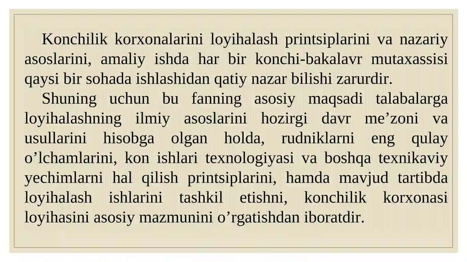 Kon korxonalarini loyihalash faniga kirish va maqsadlari 3
