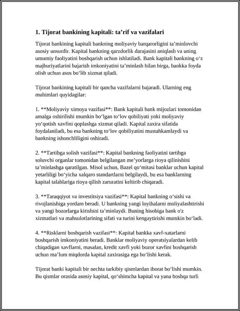TIJORAT BANKINING KAPITALI VA UNING TARKIBI 3