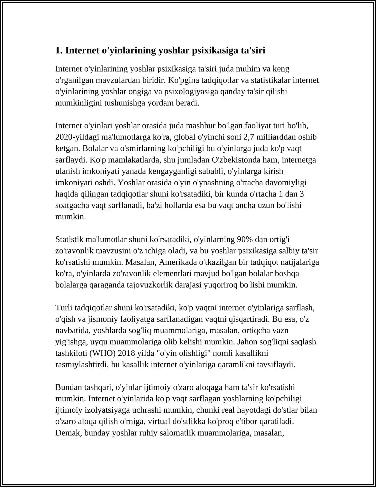 YOSHLARNI INTERNET O’YINLARIGA TOBELIGINING PSIXOLOGIK JIHATLARI 3