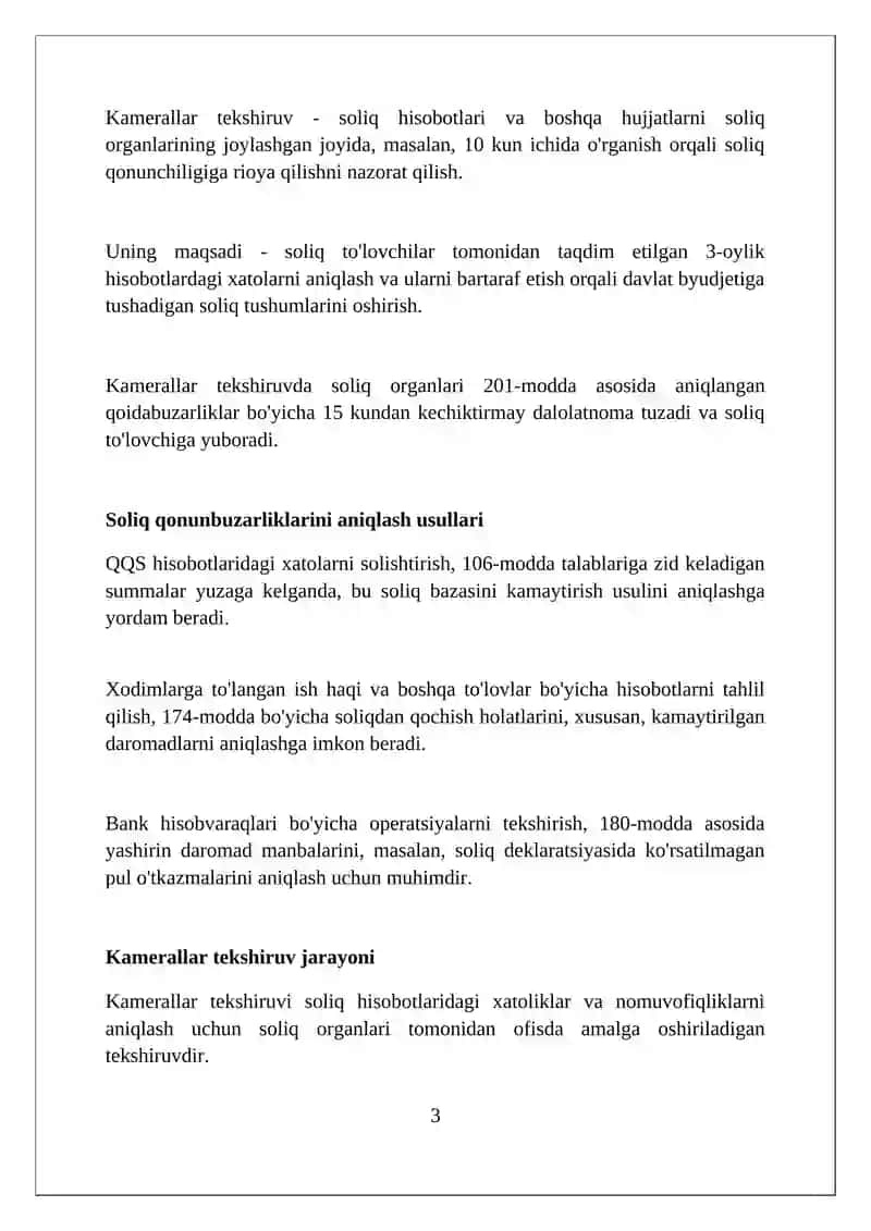 Kameral soliq tekshiruvida aniqlangan soliqqa oid huquqbuzarliklar bo’yicha ish yuritish 3