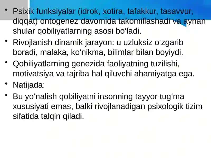 Qobiliyatlarni muhokama qilishning funksional–genetik yo‘nalishi 3