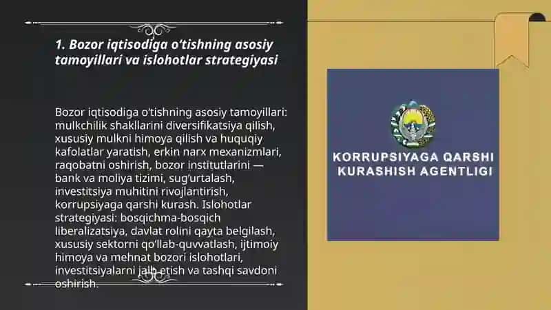 O'zbekistonda qtisodiy islohatlar xususiy mulkchilikning shakllanishi 3
